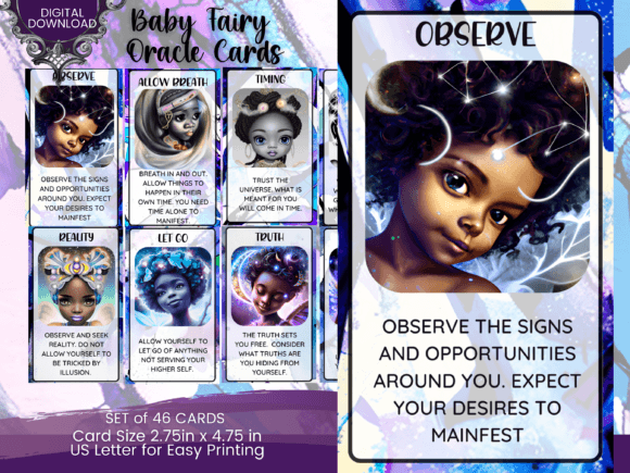 Black Fairy Oracle Card Canva Template: Create Your Magical Deck
