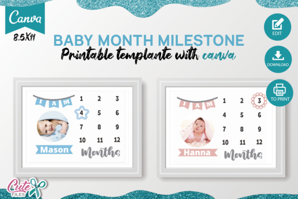 Preserve Precious Memories: Baby Month Milestone Canva Template