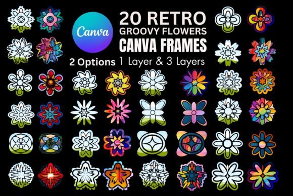 Retro Groovy Flowers Canva Frames: A Creative Asset for Modern Projects