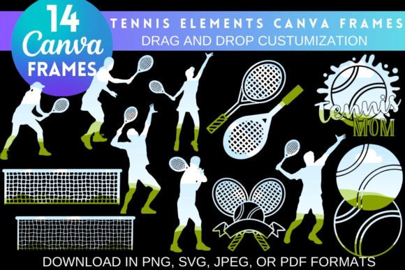Tennis Drag & Drop Canva Frames: Instant Design Solutions